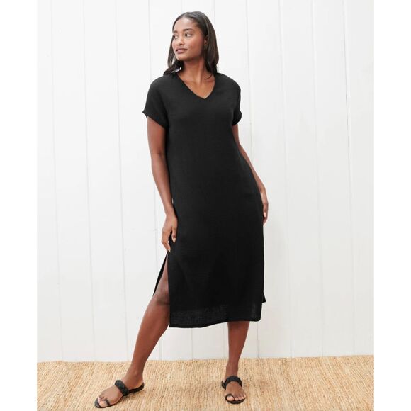 Jenni Kayne Cypress Caftan Midi Dress Black Size Small 100% Cotton Gauzy - Picture 2 of 10